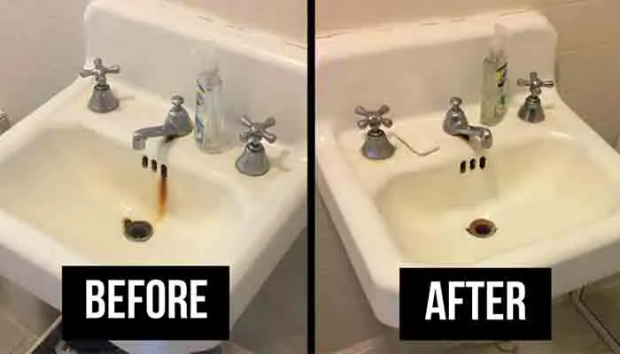 before after remove rust from bathroom fixtures