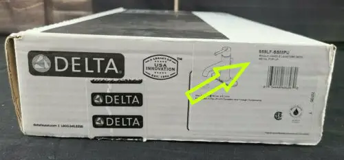delta faucet model number on original box