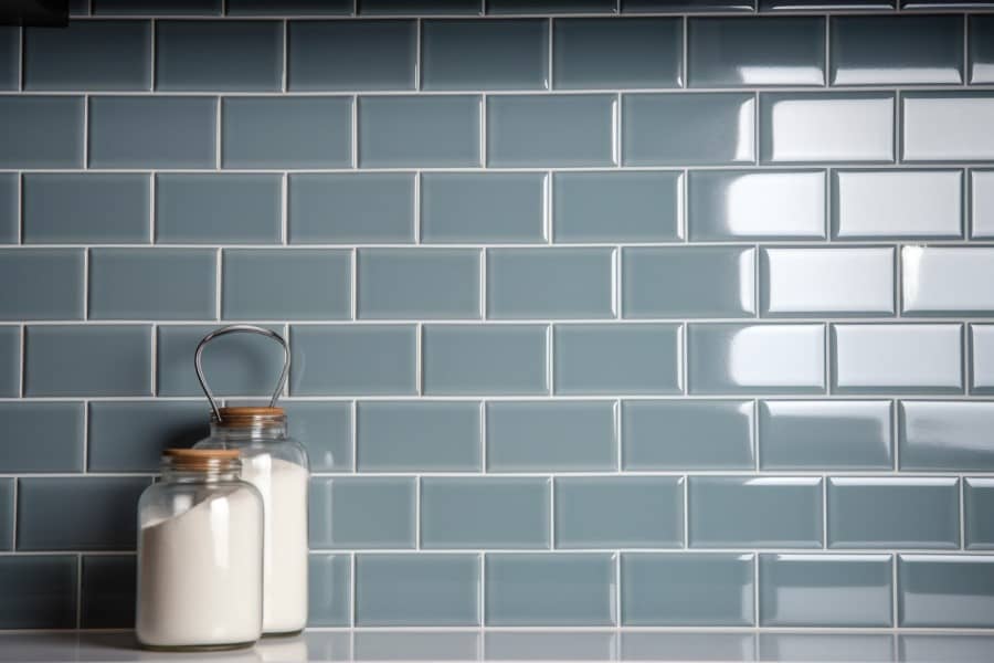 vintage blue tiles with white grout lines